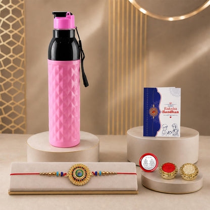 Rakhi for Brother with Water Bottle-1000ml - Raksha Bandhan Gift Set, Pack of 5