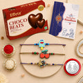 Cherry Rakhi for Brother with Chocolate Beats 32gm, Roli Tikka & Card, Pack of 7