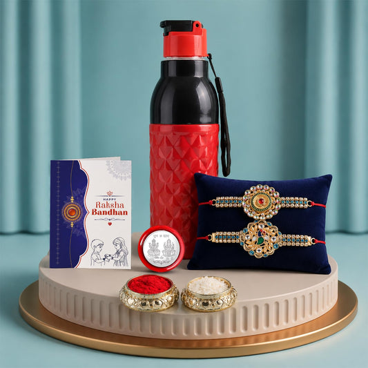 Round Rakhi for Brother with Water Bottle - Raksha Bandhan Gift Set, Pack of 6