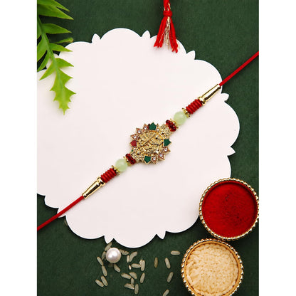 Deity, Om Rakhi for Brother with Coffee Almond 96gm, Roli Tikka & Card, Pack of 6