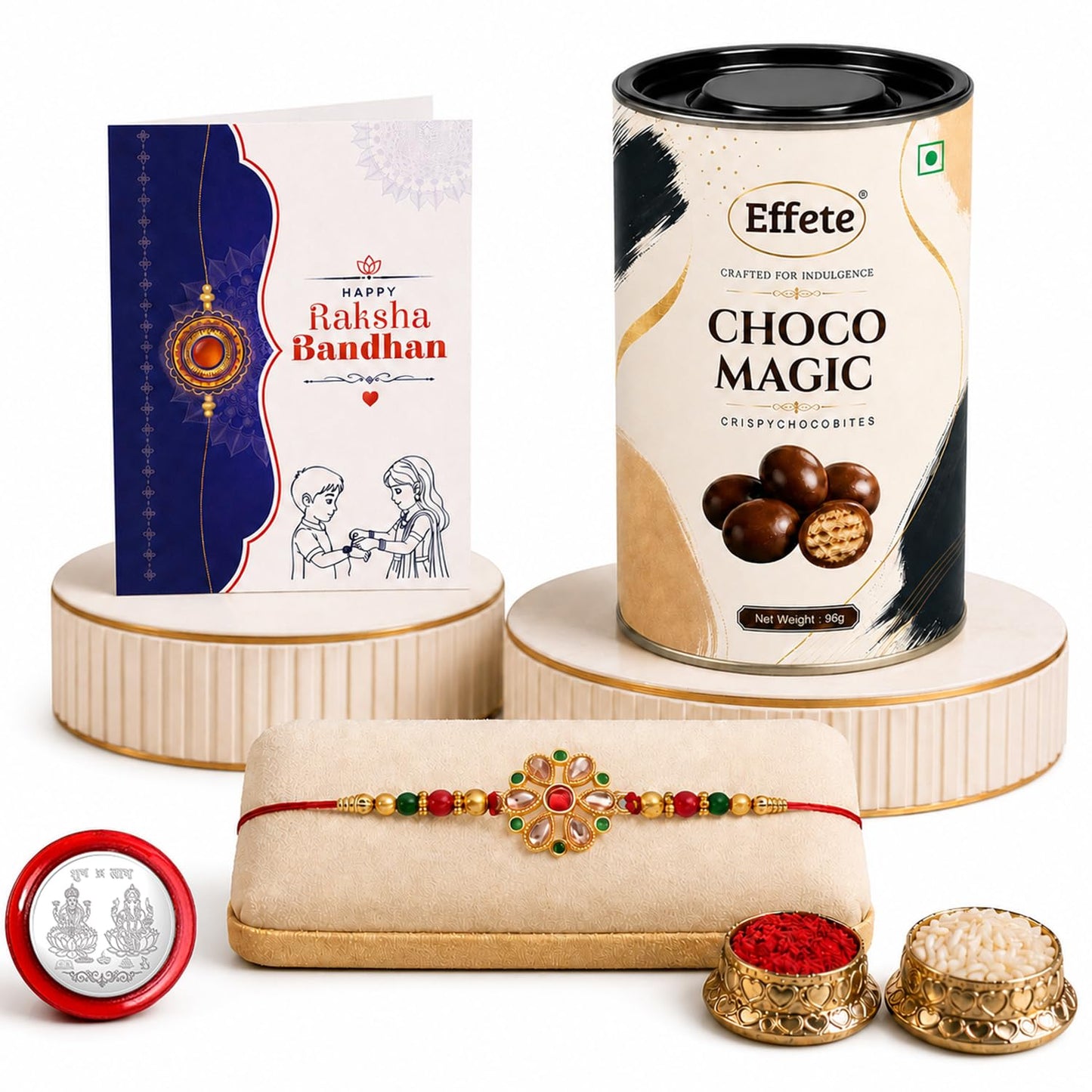 Rakhi with Chocolate for Brother – Flower Floral Raksha Bandhan Gift Combo (Set of 5)