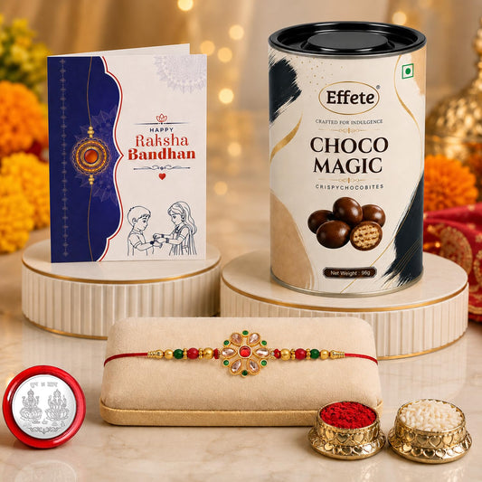Rakhi with Chocolate for Brother – Flower Floral Raksha Bandhan Gift Combo (Set of 5)