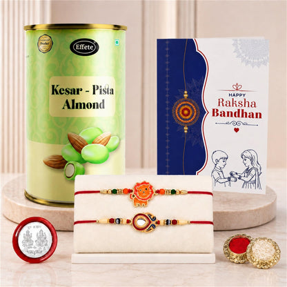 Kids Rakhi for Brother with Kesar-Pista Almond 96gm, Roli Tikka & Card, Pack of 6