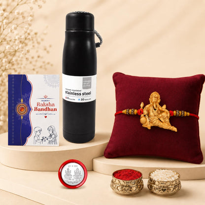 Ganesha Multicolor Rakhi for Brother & Bhaiya with Vacuum Insulated | Pack of 5