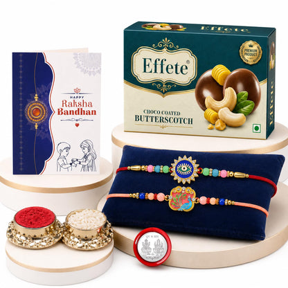 Evil Eye Rakhi Combo - Raksha Bandhan Gift with Choco Butterscotch 32gm, Pack of 6