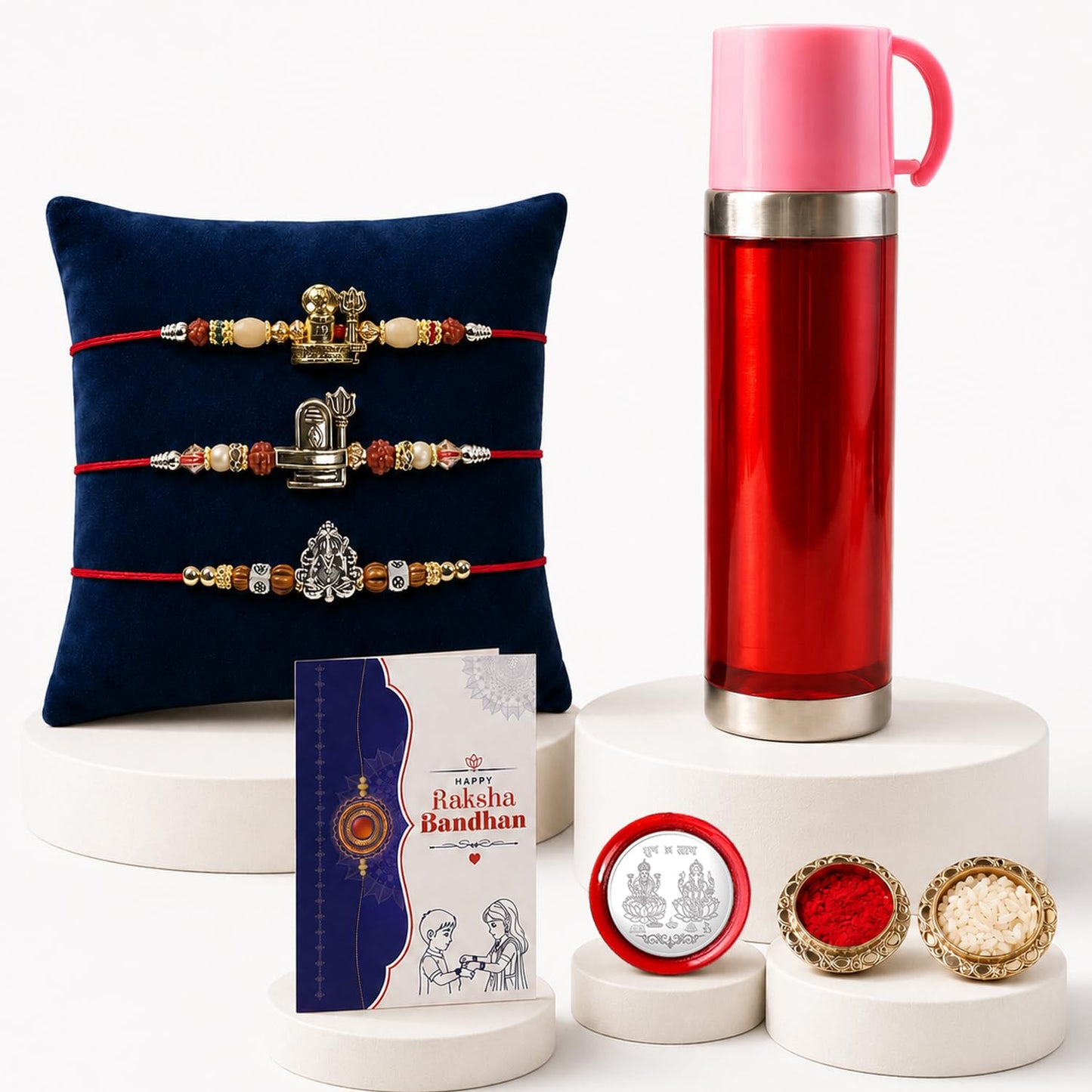 Designer Elegant Multicolor Shivling & Ganesha Rakhi Combo | Pack of 7