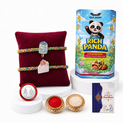 Ice Cream Rakhi for Brother with Strawberry Biscuit 60gm, Coin & Card, Pack of 6
