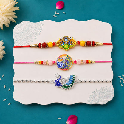Designer Elegant Multicolor Trishul Rakhi for Brother with Roli Tikka | Pack of 6