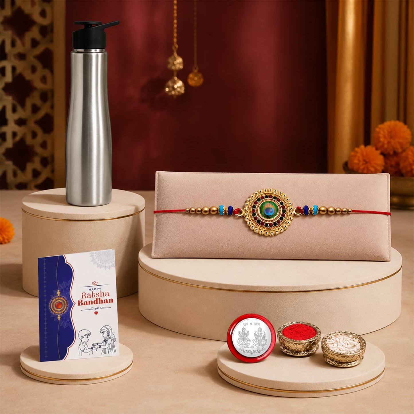 Rakhi for Brother & Bhaiya with Water Bottle - Raksha Bandhan Gift Set, Pack of 5