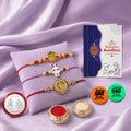 Multicolor Rakhi Combo Deity,Bunny Charm,Ganesha Charm with Decorative Magnets