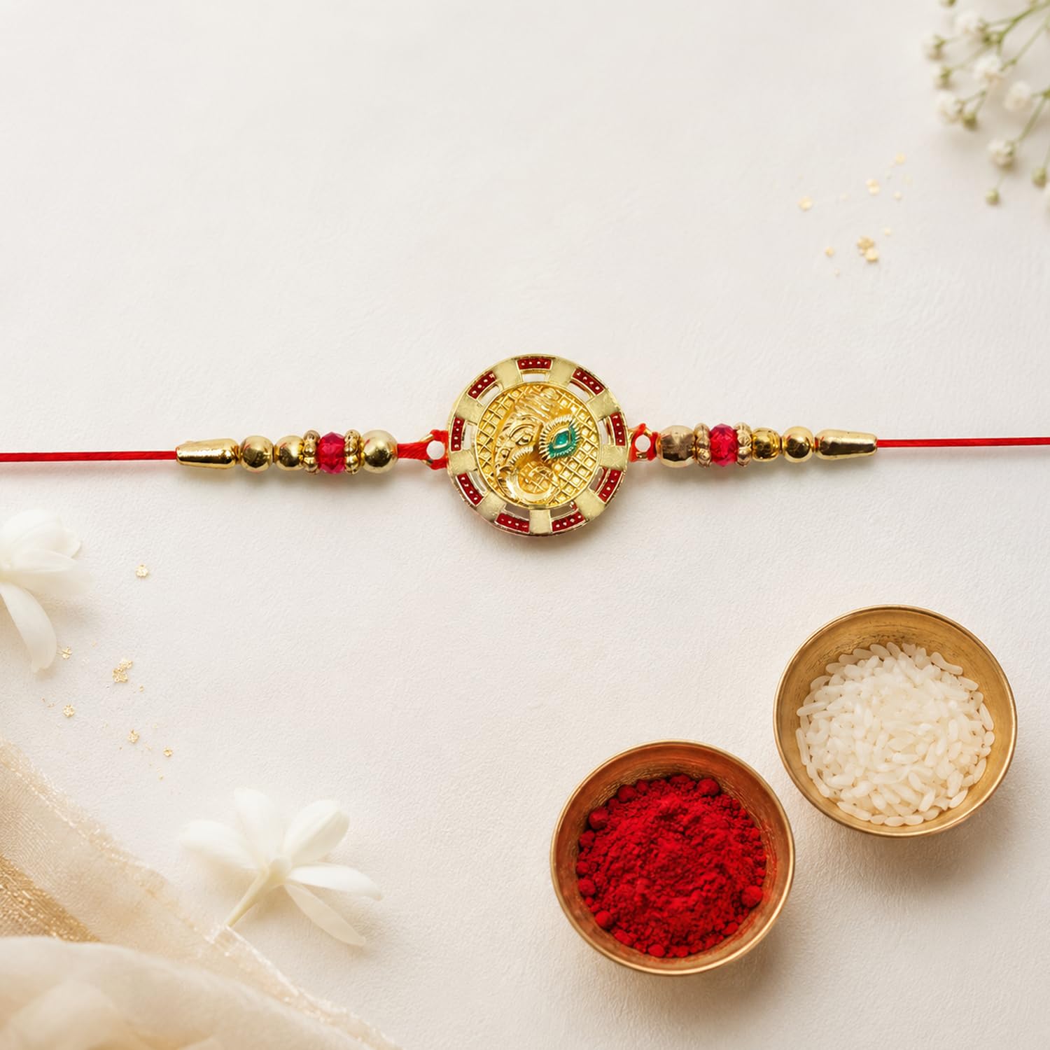 Ganesha Face Multicolor Rakhi for Brother & Bhaiya with Sports Water | Pack of 5