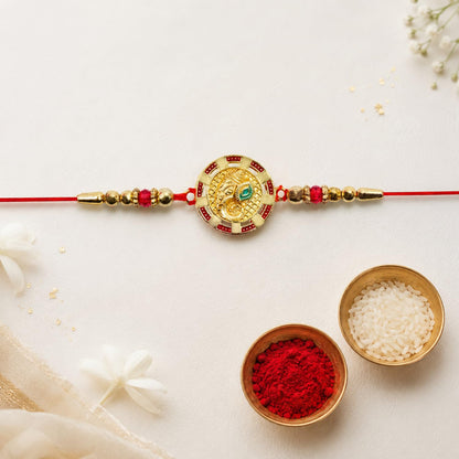 Ganesha Face Multicolor Rakhi for Brother & Bhaiya with Sports Water | Pack of 5