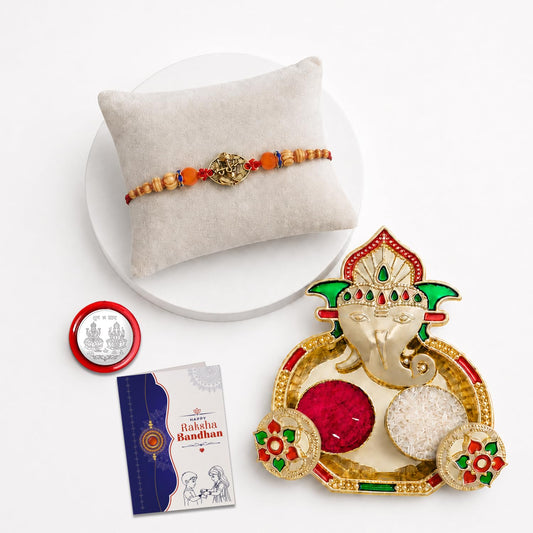 Ganesha Multicolor Rakhi for Brother & Bhaiya with Shri Ganesh Pooja | Pack of 5