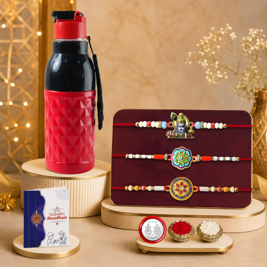 Rakhi for Brother with Water Bottle-400ml - Raksha Bandhan Gift Set, Pack of 7