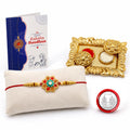 Flower Rakhi for Brother with Pooja Thali, Roli Tikka & Greeting Card | Pack of 5
