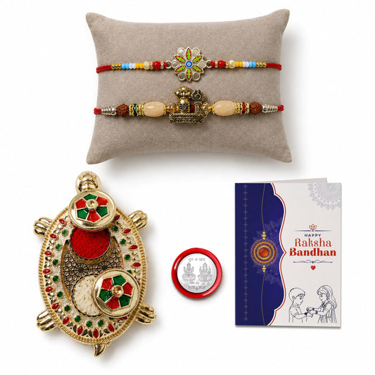 Floral, Deity Multicolor Rakhi for Brother & Bhaiya with Turtle shape | Pack of 6