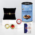 Elegant Rakhi for Brother with Choco Dryfruits 96gm, Coin & Card, Pack of 5