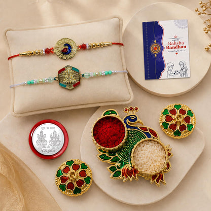 Peacock, Ganesha Multicolor Rakhi for Brother & Bhaiya with Peacock | Pack of 6