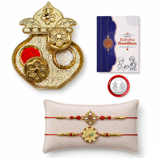 Kundan, Ganesha Face Multicolor Rakhi for Brother & Bhaiya | Pack of 6