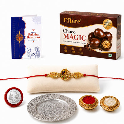 Peacock Multicolor Rakhi for Brother & Bhaiya with Chocolate Magic | Pack of 5