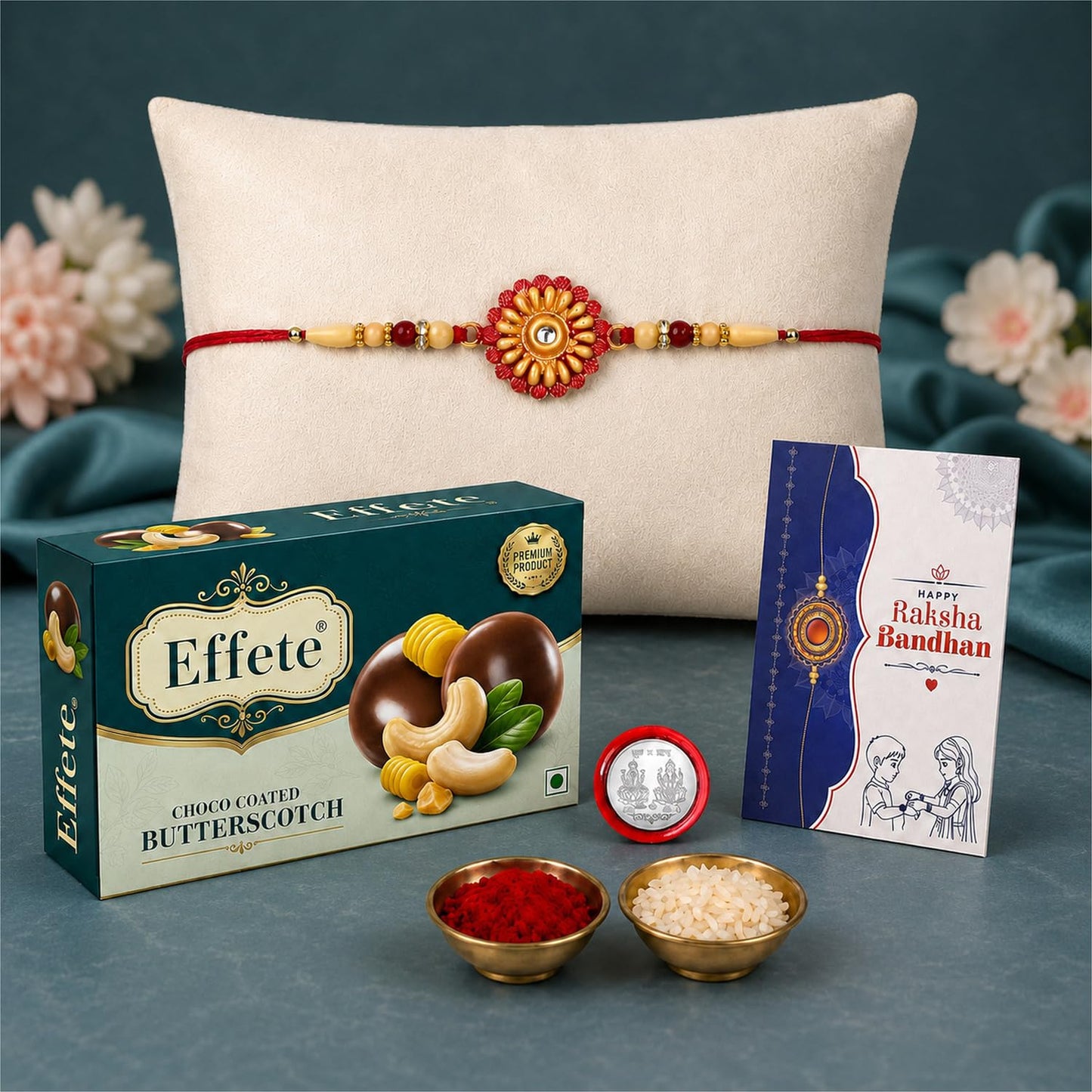 Round Rakhi for Brother with Chocolate 32gm - Raksha Bandhan Gift Set, Pack of 5