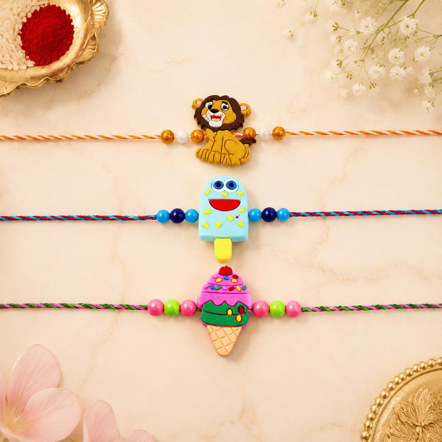 Kids Rakhi for Brother with Chocolate 96gm - Raksha Bandhan Gift Set, Pack of 7