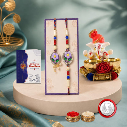 Designer Elegant Multicolor Flower Rakhi Combo for Brother Bhaiya | Pack of 5