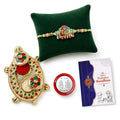 Kundan Multicolor Rakhi for Brother & Bhaiya with Turtle shape Pooja | Pack of 5