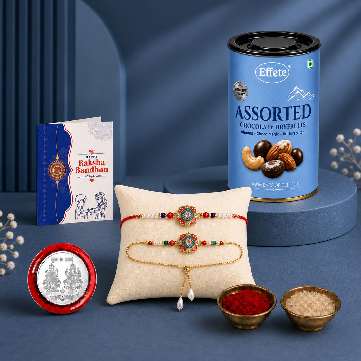 Rakhi for Brother & Bhaiya with Dryfruits 96gm - Raksha Bandhan Gift, Pack of 5