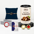 Peacock Rakhi for Brother with Choco Almonds 96gm, Roli Chawal & Card | Pack of 5
