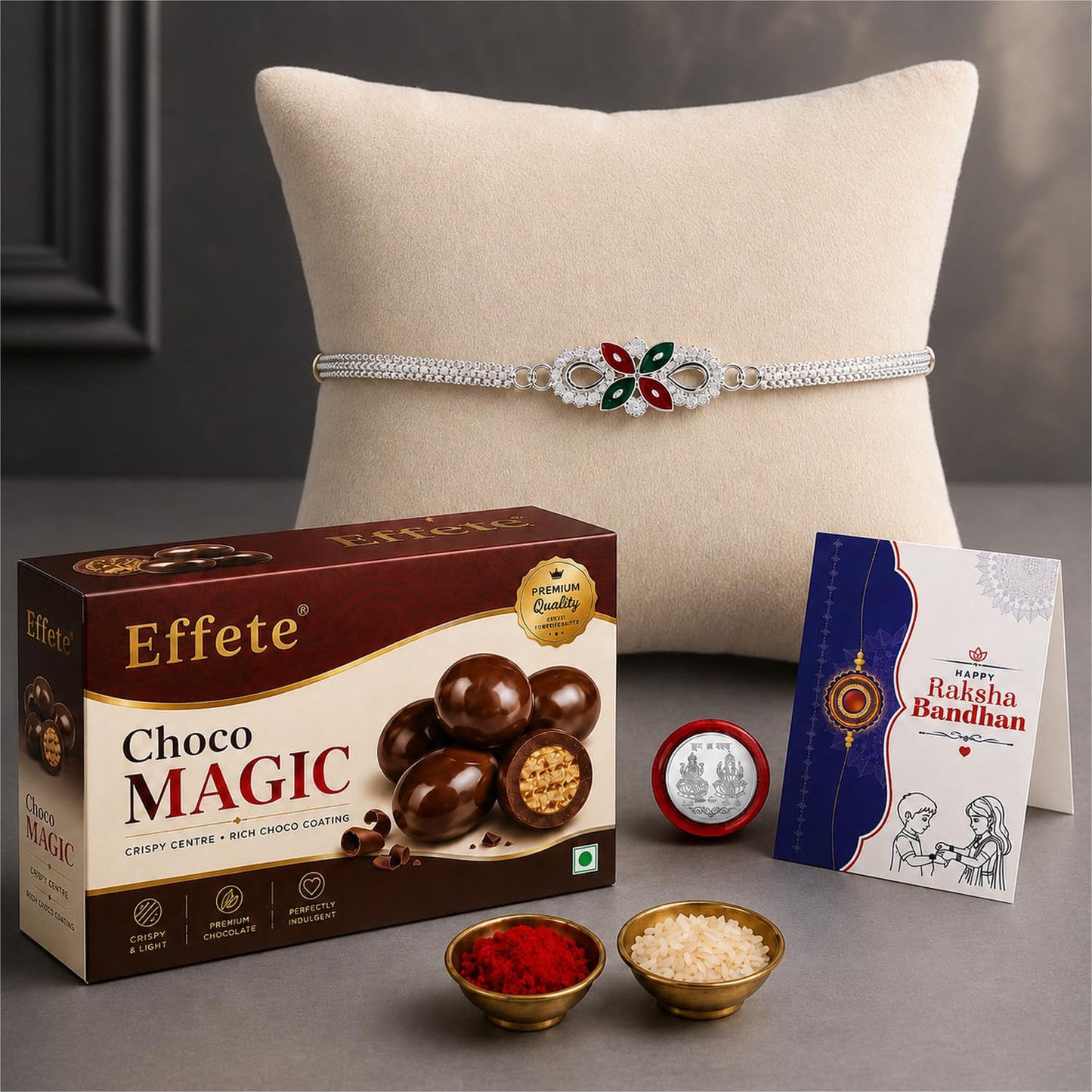 Rakhi for Brother with Chocolate Magic 96gm - Raksha Bandhan Gift Set, Pack of 5