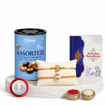 Krishna Charm Rakhi for Brother with Choco Dryfruits 96gm, Coin & Card, Pack of 6