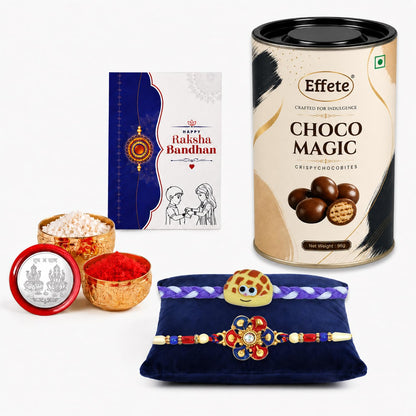Waffle Charm Rakhi for Brother with Chocolate Magic 96gm, Coin & Card, Pack of 6