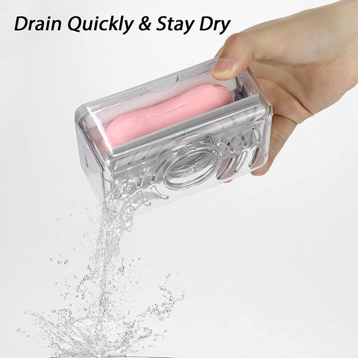 2-in-1 Portable Soap Dish & Dispenser: Roller, Drain Holes, Foaming