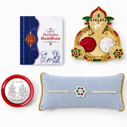 Floral Multicolor Rakhi for Brother & Bhaiya with Shri Ganesh Pooja | Pack of 5