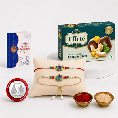 Rakhi for Brother with Butter Scotch 32gm - Raksha Bandhan Gift Set, Pack of 5