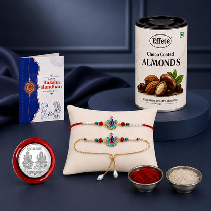 Rakhi for Brother with Chocolate Almonds 96gm - Rakshabandhan Gift Set, Pack of 5