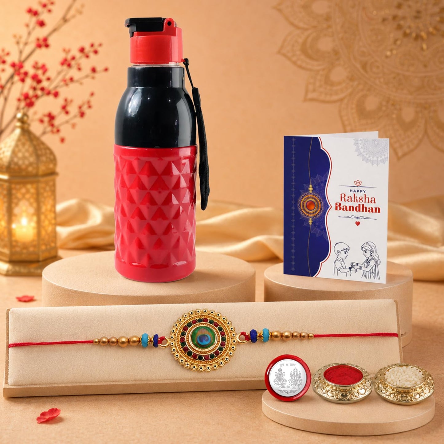 Rakhi for Brother with Water Bottle-400ml - Raksha Bandhan Gift Set, Pack of 5