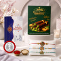 Elephant motif Rakhi for Brother with Pistachio Cream Wafer Rolls, Pack of 7