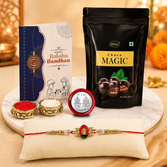 Shivling Rakhi for Brother with Choco Magic Pouch, Roli Tikka & Card, Pack of 5