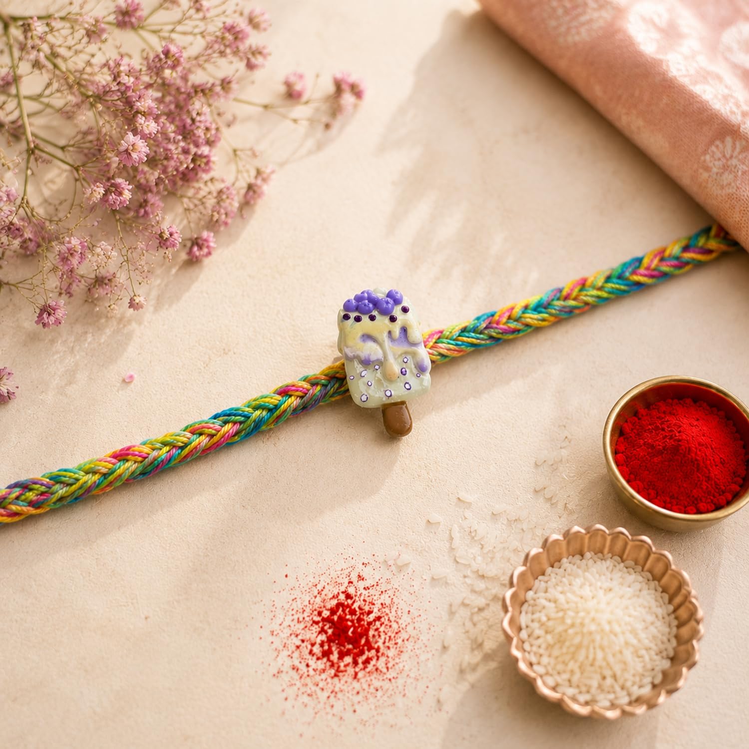 Kids Rakhi for Brother with Biscuit 60gm - Raksha Bandhan Gift Set, Pack of 7