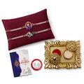 Raksha Bandhan Rakhi Combo Set of 6 with Pooja Thali, Krishna Peacock Designs