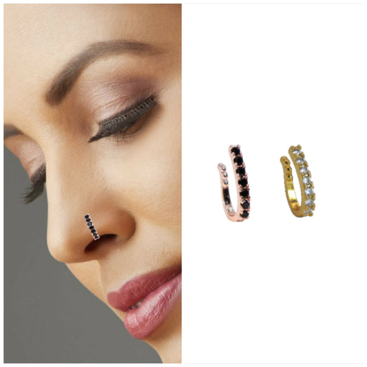 Assorted Pave & Floral Fake Nose Ring Combo Pack Combo Pack of 2