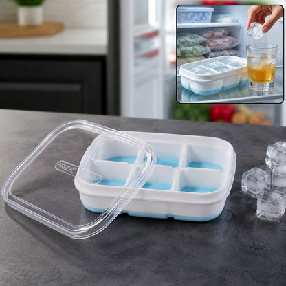 Mini Plastic 6 Cavity Fridge Storage Tray Ice Cube Tray Freezer Mold (1 Pc)