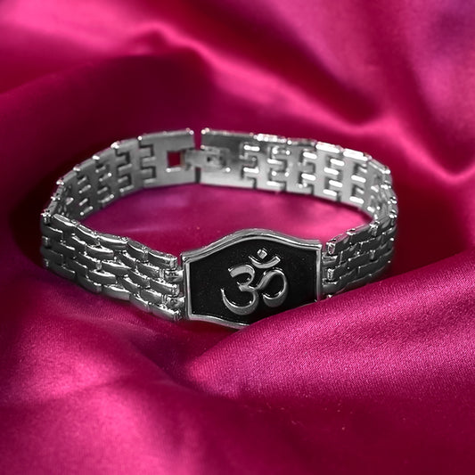 Om Symbol Bracelet in Silver Tone