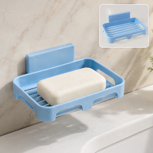 Plastic Soap Dish with Drain Slots – Self-Adhesive Wall Mount