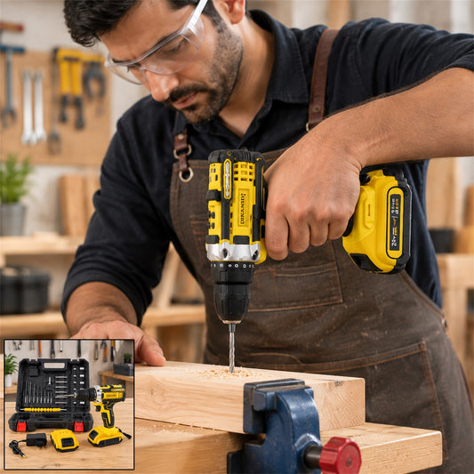 Cordless Drill Machine Kit 20V with 2 Batteries, Charger and Bits Case (1 Set)