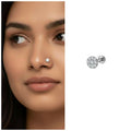 Silver Plated Crystal Floral Cluster Nose Pin – Elegant & Comfortable