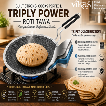 Vikas Honeycomb Roti Tawa scratch-resistant surface illustration