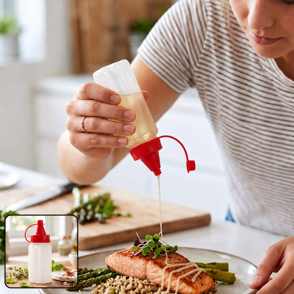 Reusable Plastic Squeeze Dispensing Bottle for Sauces and Condiments (1 Piece)